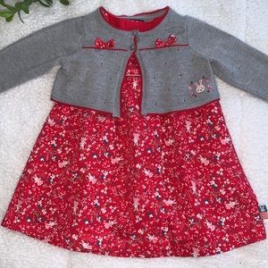 Sergent Major Bunnies 9M Red & Gray Dress Set EUC Rabbits